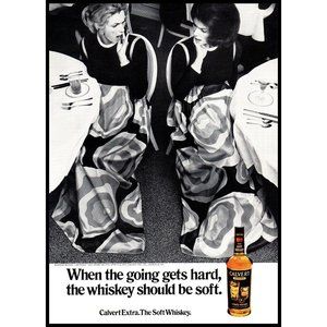 1971 Calvert Extra Soft Whiskey Vintage Print Ad Woman Same Dress Party Wall Art